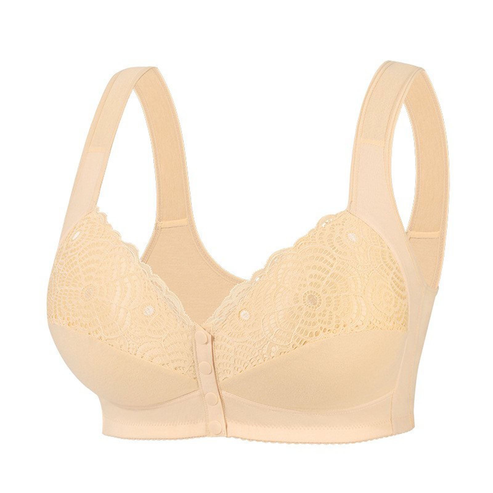 XFLWAM Plus Size Bras for Women Push up Breathable Front Closure Daisy Bras Full Support No Underwire Everyday Bra